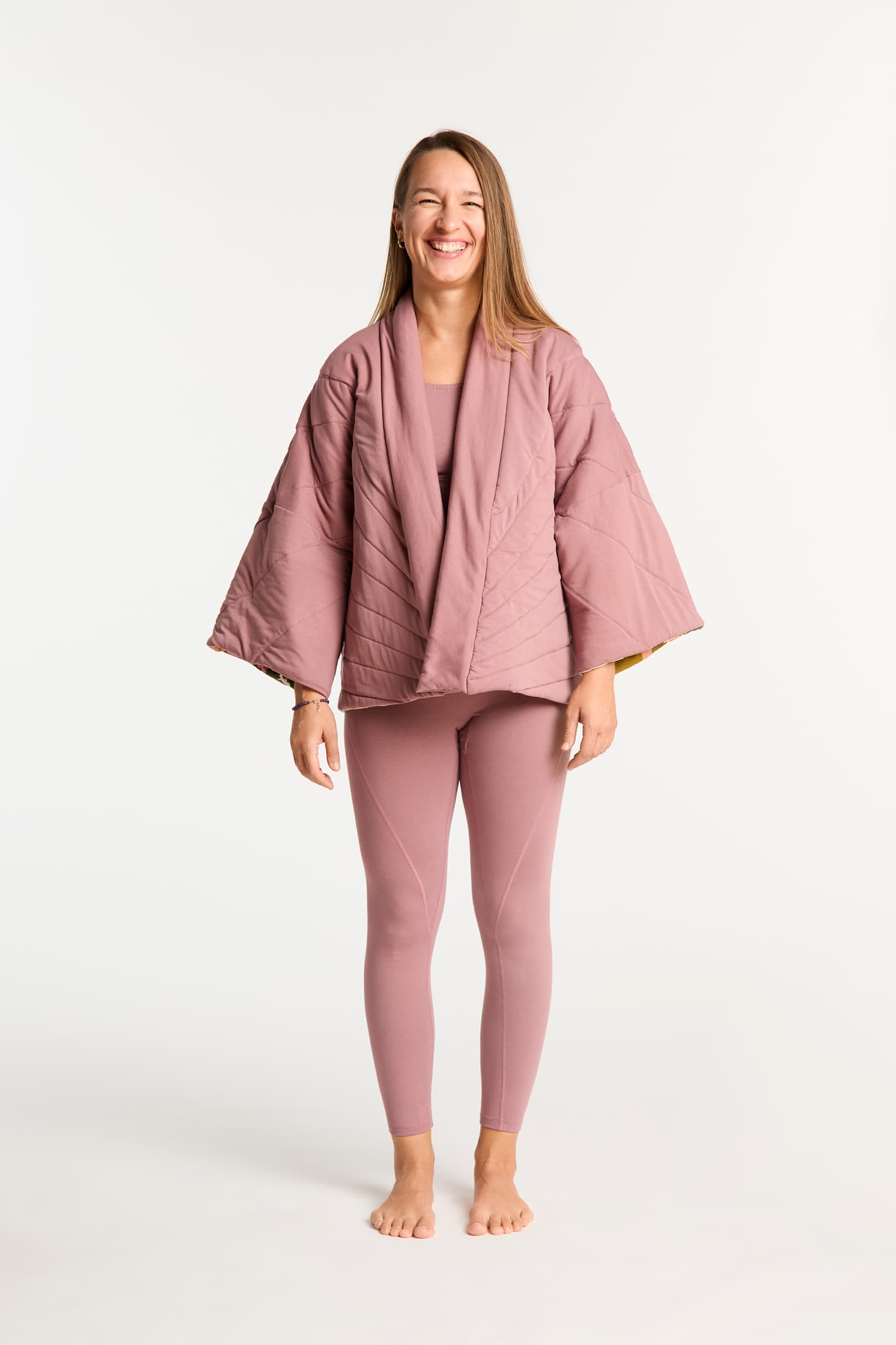 Kimono pikowane dwustronne wrzos