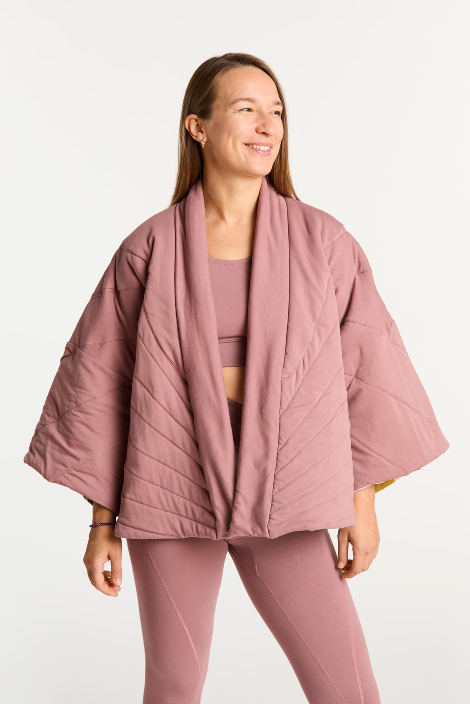 Kimono pikowane dwustronne wrzos